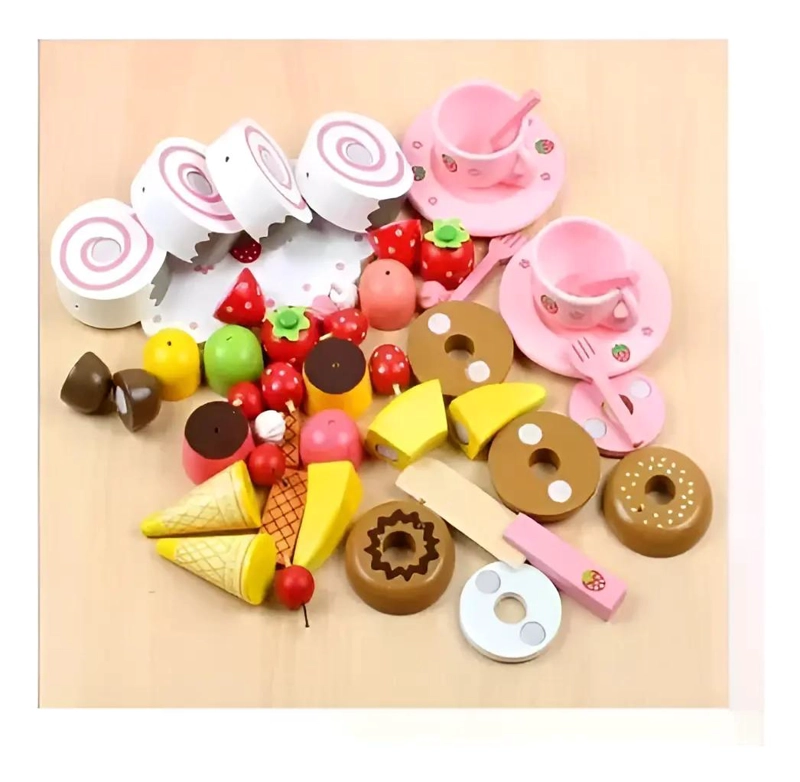 MALETA MONTESSORI DE MADERA CON POSTRES Y PASTELES - 5
