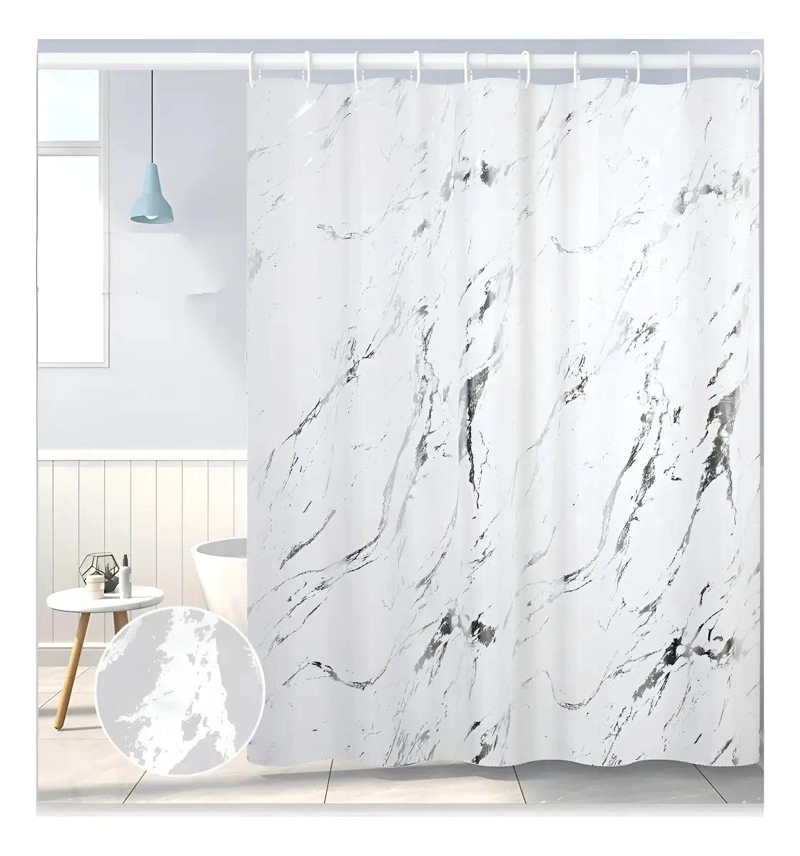 CORTINA DE BAÑO BLANCA CON 6 DISEÑOS VARIADOS - 1