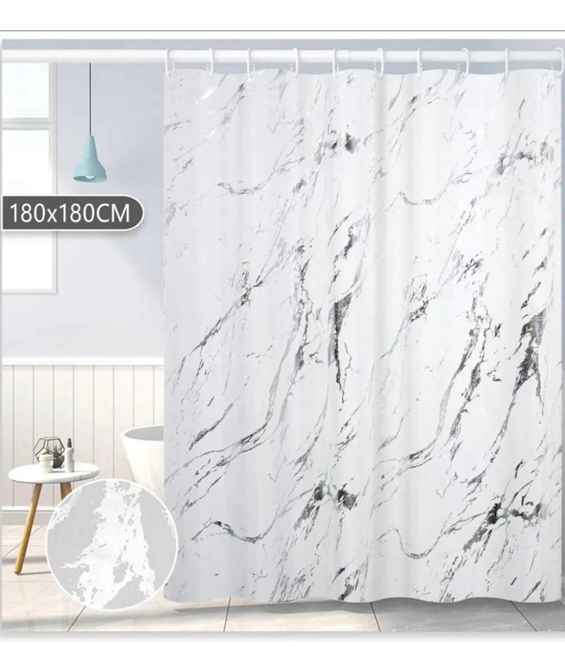 CORTINA DE BAÑO BLANCA CON 6 DISEÑOS VARIADOS - 2