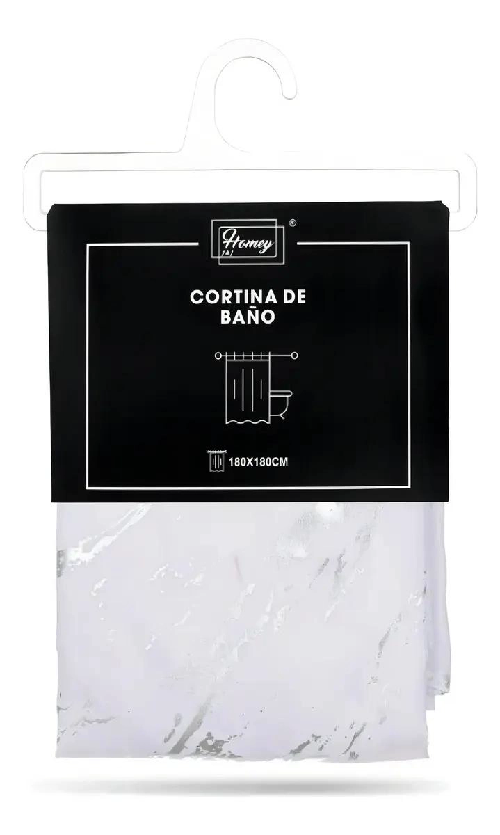CORTINA DE BAÑO BLANCA CON 6 DISEÑOS VARIADOS - 3