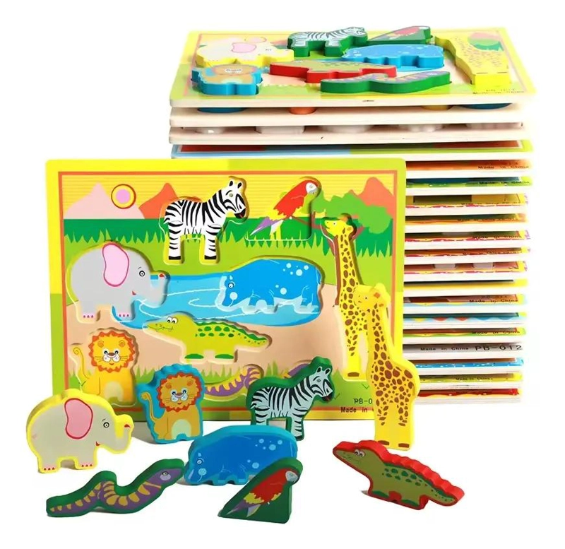 SET DE 3 ROMPECABEZAS DE MADERA DIDACTICOS - 1