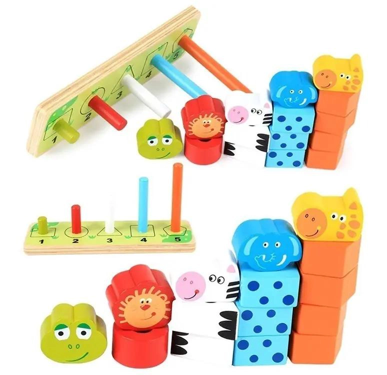 JUGUETE DIDACTICO DE MADERA CON ENCAJE Y APILABLE - 2