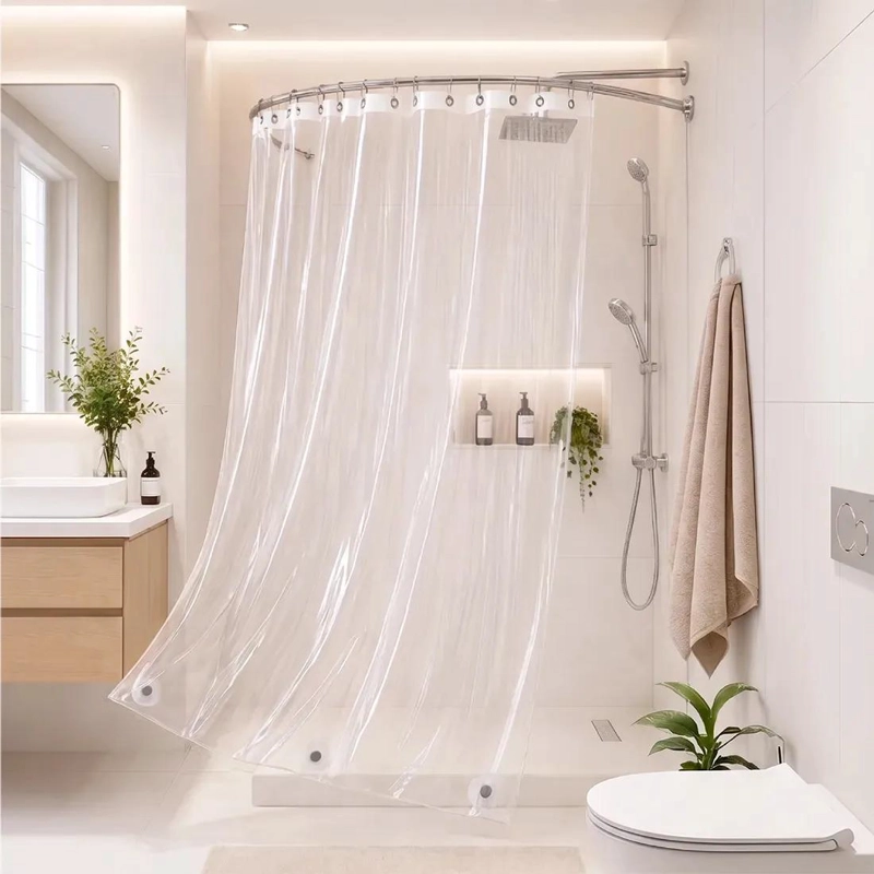 FORRO DE CORTINA DE BAÑO TRANSPARENTE IMPERMEABLE - 1