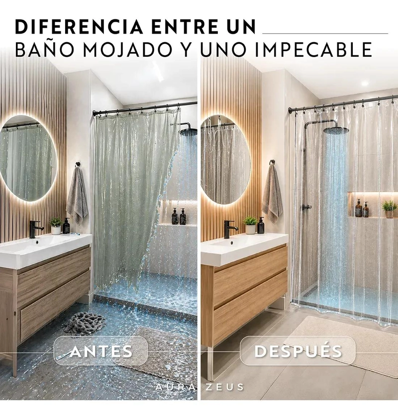 FORRO DE CORTINA DE BAÑO TRANSPARENTE IMPERMEABLE - 2