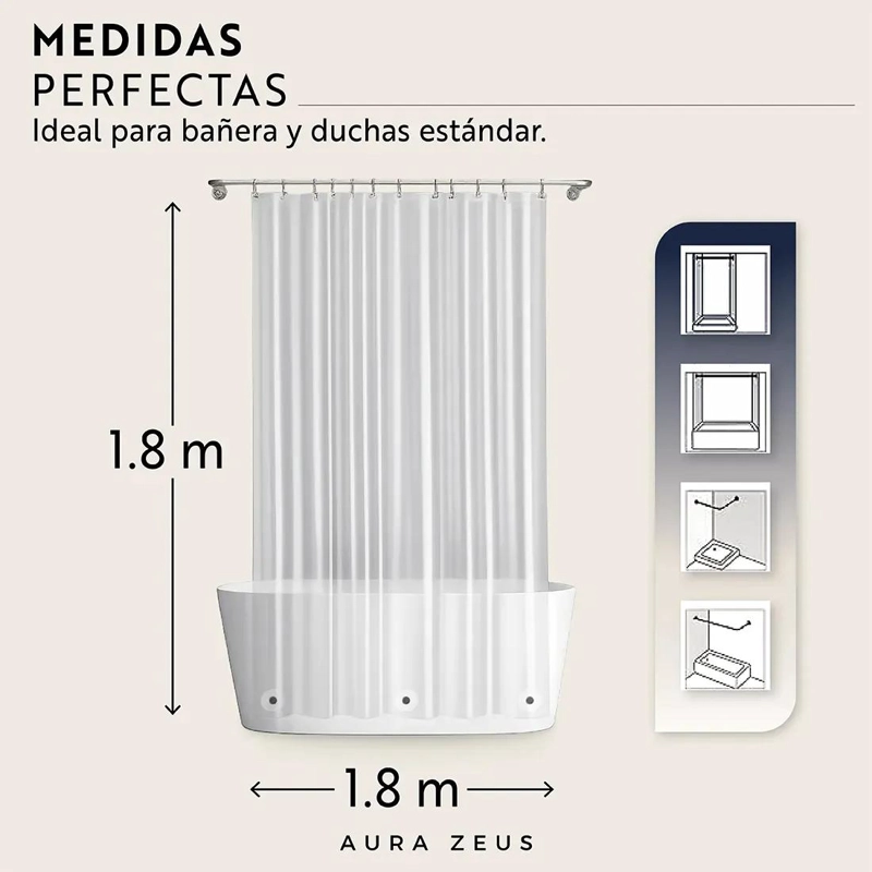 FORRO DE CORTINA DE BAÑO TRANSPARENTE IMPERMEABLE - 3