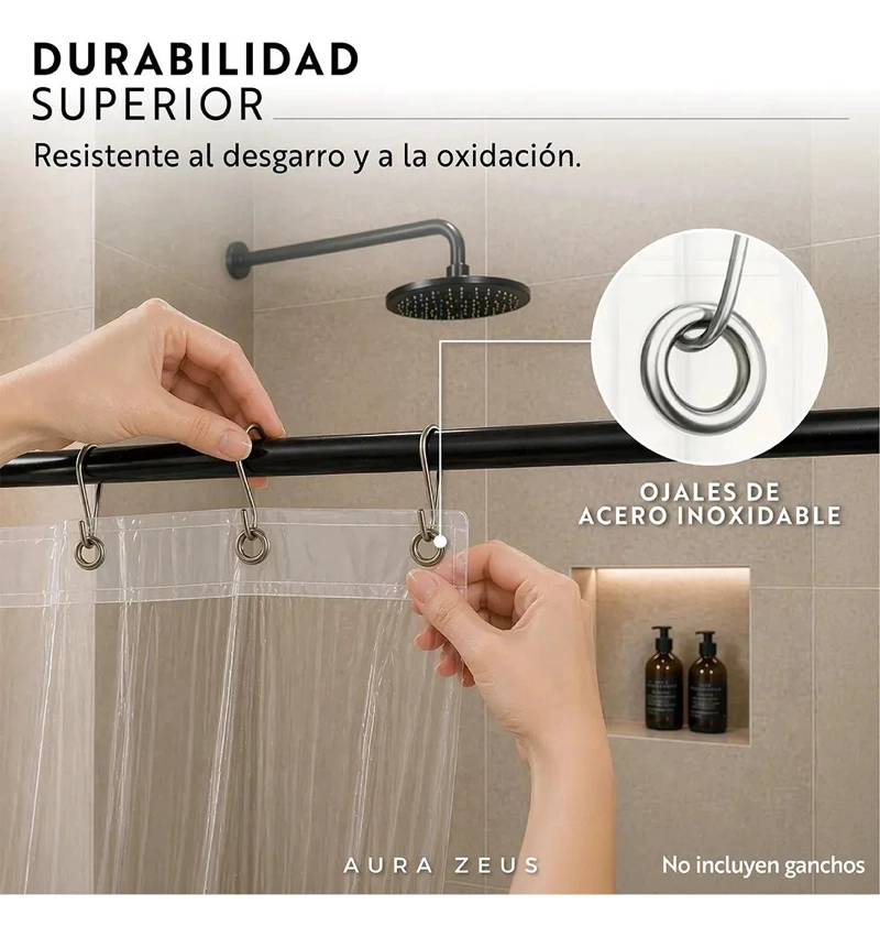 FORRO DE CORTINA DE BAÑO TRANSPARENTE IMPERMEABLE - 4
