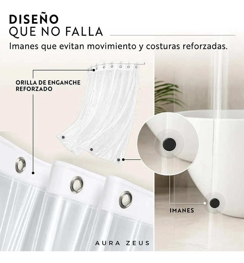 FORRO DE CORTINA DE BAÑO TRANSPARENTE IMPERMEABLE - 5