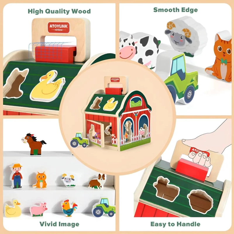 JUGUETE DE ENCAJE DE ANIMALES DE GRANJA EN MADERA - 4
