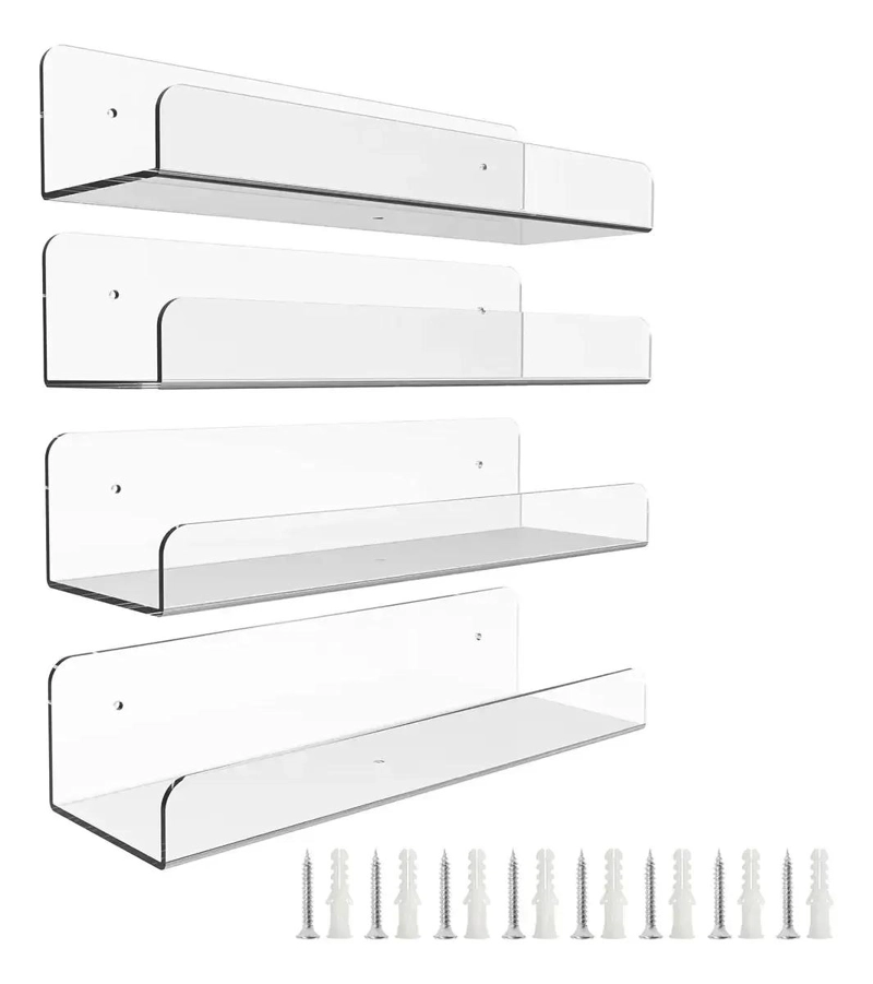 SET DE 4 REPISAS FLOTANTES DE ACRILICO TRANSPARENTE - 3