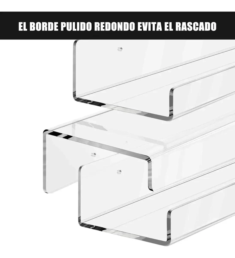 SET DE 4 REPISAS FLOTANTES DE ACRILICO TRANSPARENTE - 4
