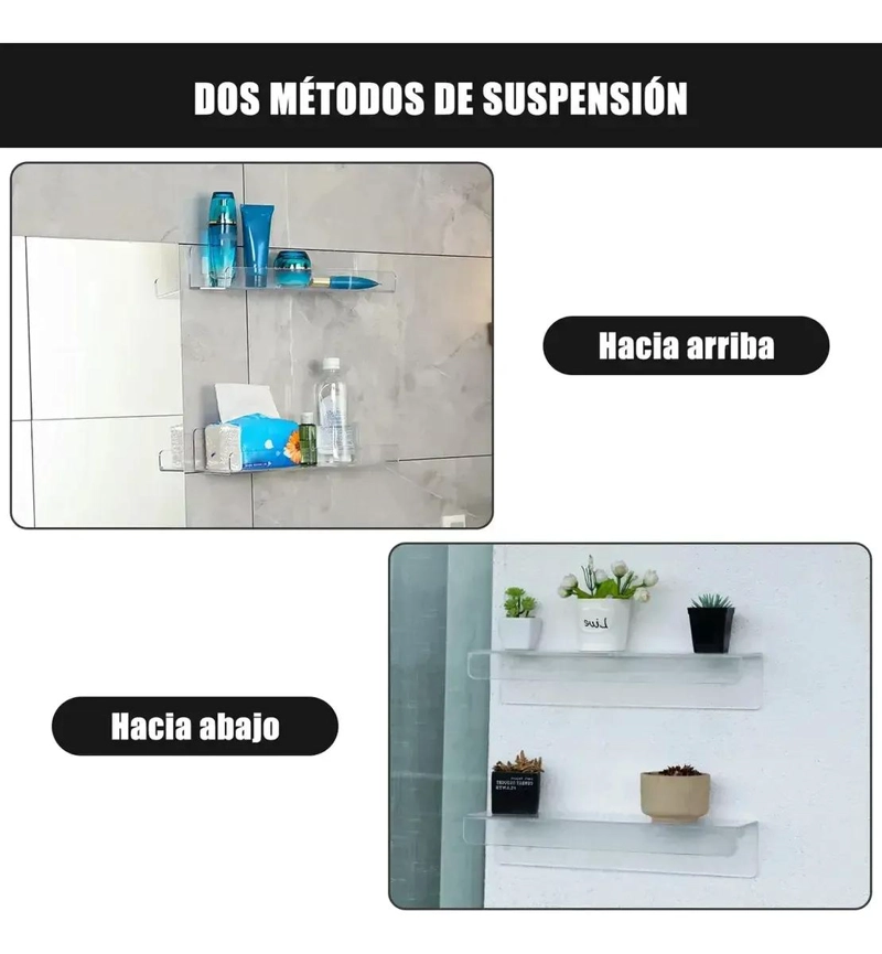 SET DE 4 REPISAS FLOTANTES DE ACRILICO TRANSPARENTE - 5