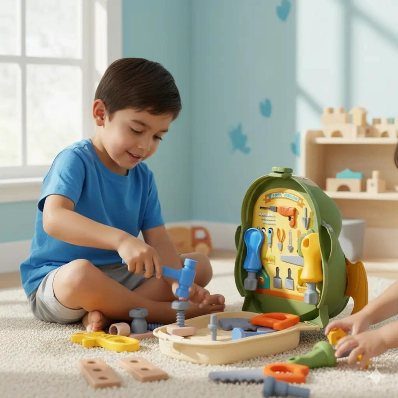 SET DE HERRAMIENTAS JUGUETE CON MOCHILA DINOSAURIO 2 EN 1 - 4