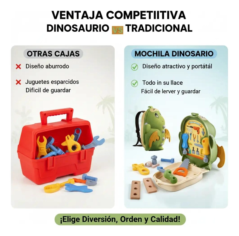 SET DE HERRAMIENTAS JUGUETE CON MOCHILA DINOSAURIO 2 EN 1 - 5