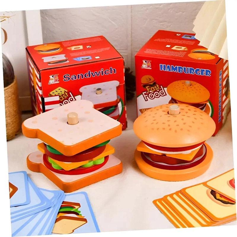 JUGUETE MONTESSORI APILAMIENTO HAMBURGUESAS MADERA - 4