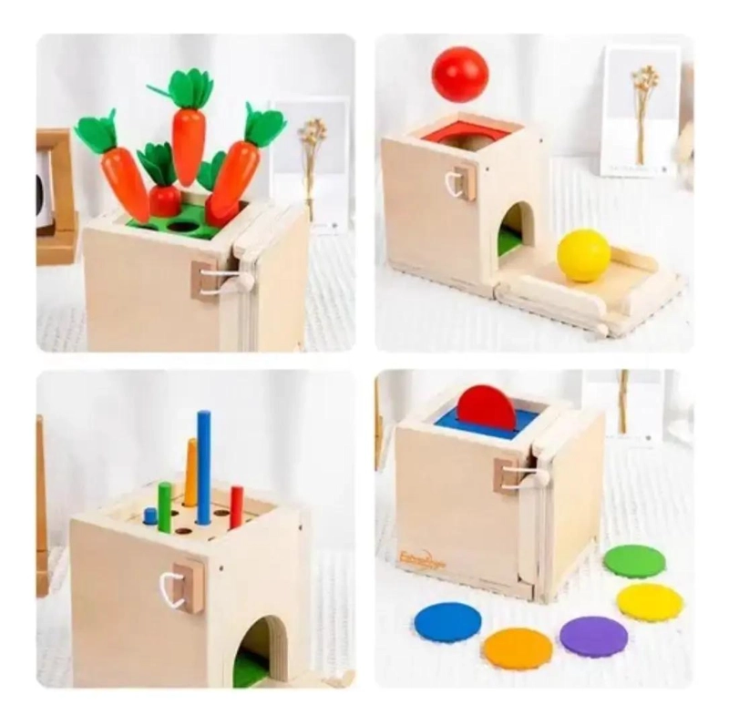 JUGUETE DIDACTICO DE MADERA CUBO ENCAJE 4 EN 1 - 3