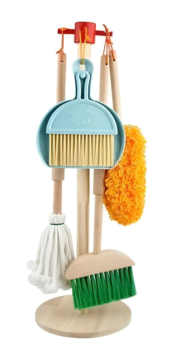 SET DE ASEO Y LIMPIEZA INFANTIL EN MADERA 6 PIEZAS - 1