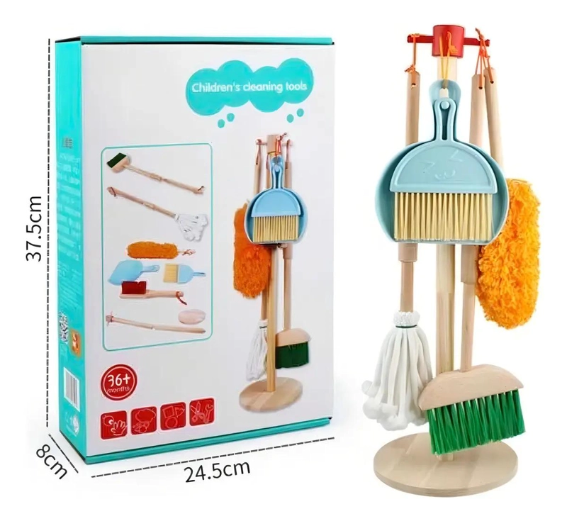 SET DE ASEO Y LIMPIEZA INFANTIL EN MADERA 6 PIEZAS - 2