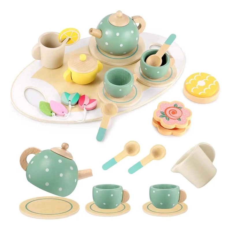 SET DE TE  DE MADERA CON BANDEJA PARA NIÑOS - 1