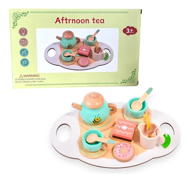 SET DE TE  DE MADERA CON BANDEJA PARA NIÑOS - 3