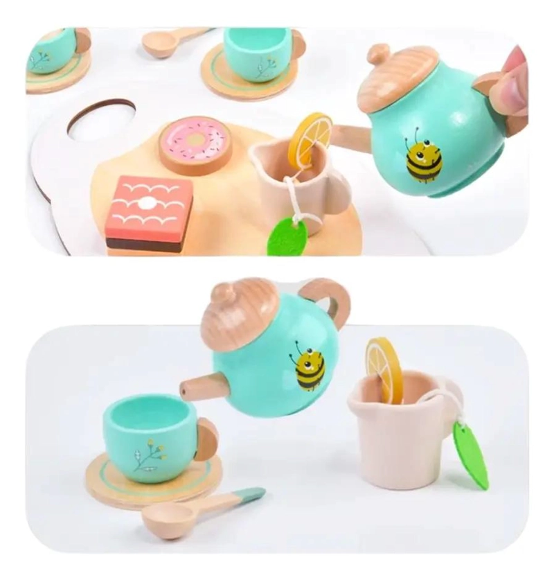 SET DE TE  DE MADERA CON BANDEJA PARA NIÑOS - 4