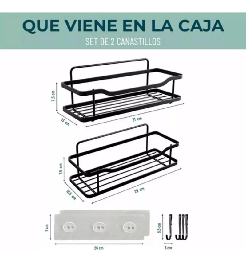 SET 2 REPISAS ADHESIVAS INOXIDABLE PARA DUCHA - 3