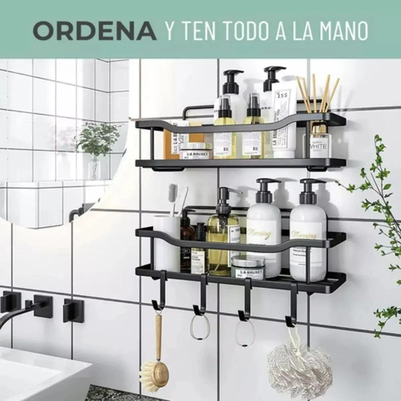 SET 2 REPISAS ADHESIVAS INOXIDABLE PARA DUCHA - 5