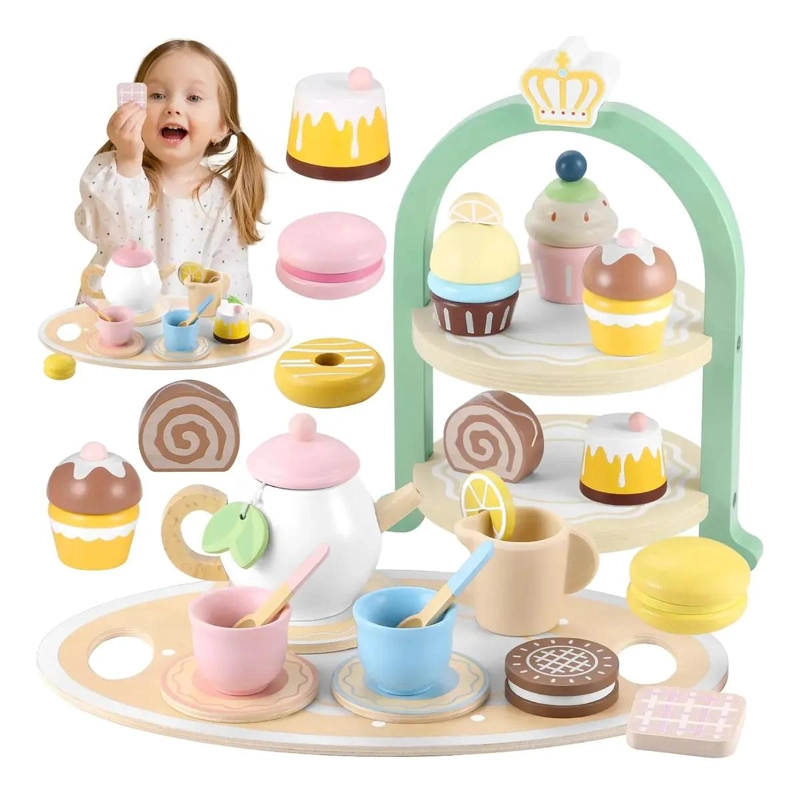 MALETA DE JUGUETE CON SOPORTE DE TE  Y POSTRES PARA NIÑAS - 1