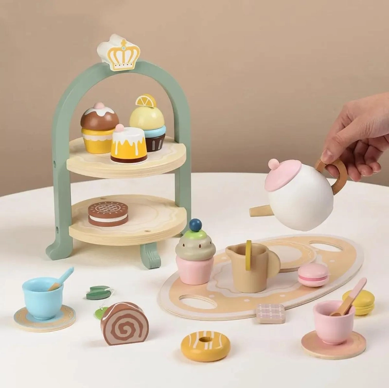MALETA DE JUGUETE CON SOPORTE DE TE  Y POSTRES PARA NIÑAS - 3