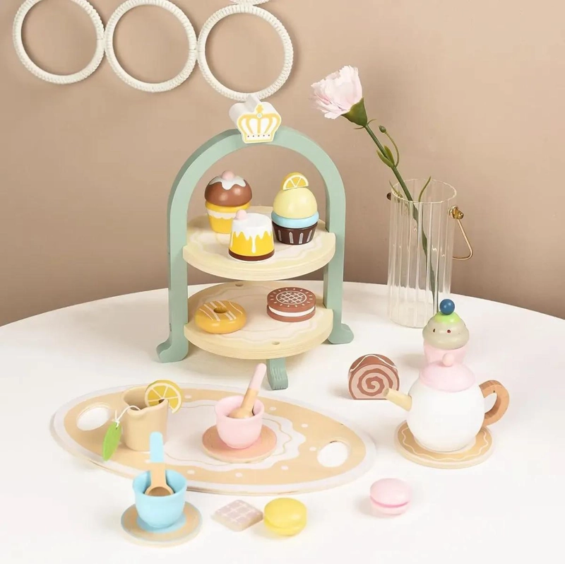 MALETA DE JUGUETE CON SOPORTE DE TE  Y POSTRES PARA NIÑAS - 4