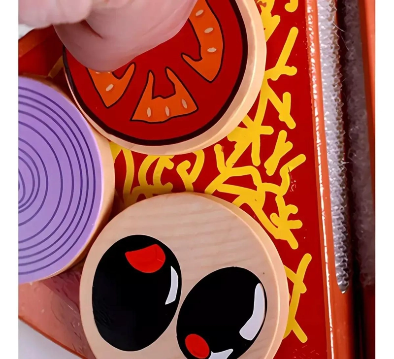 JUEGO INFANTIL PIZZA DE MADERA CON INGREDIENTES - 2