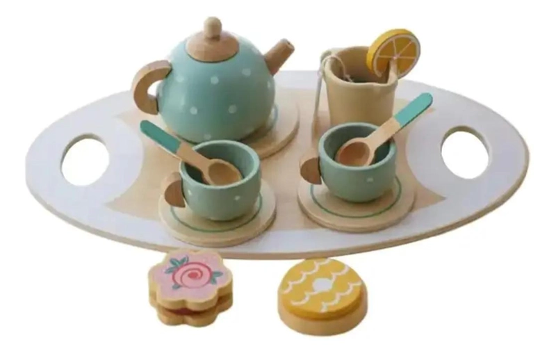 JUEGO DE TAZAS DE TE  DE MADERA PARA NIÑOS - 1