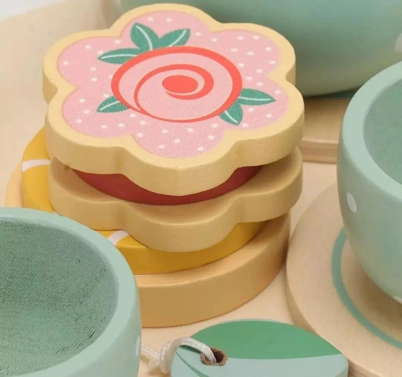 JUEGO DE TAZAS DE TE  DE MADERA PARA NIÑOS - 4