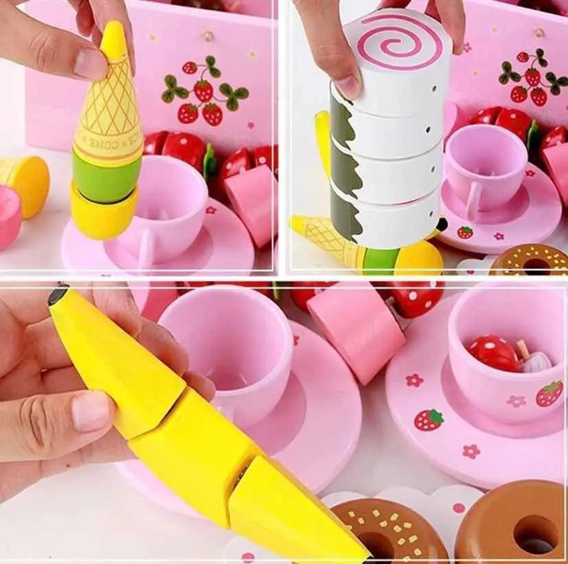 JUEGO DIDACTICO DE MADERA CORTA FRUTAS Y POSTRES - 3