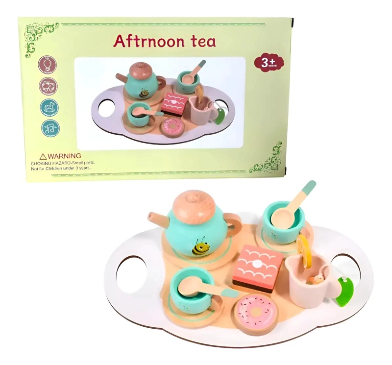 JUEGO DE TE  MONTESSORI DE MADERA CON ACCESORIOS - 1