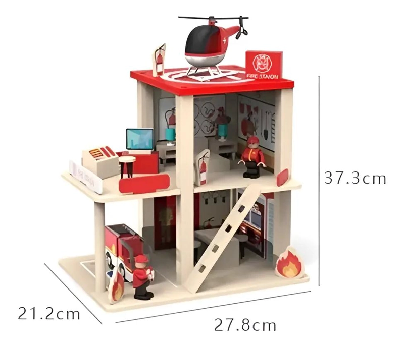 ESTACION DE BOMBEROS DIDACTICA DE MADERA INTERACTIVA - 3
