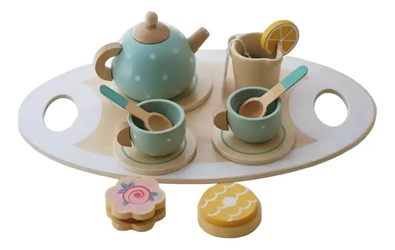 JUEGO DE TAZAS DE TE  DE MADERA PARA NIÑOS - 1