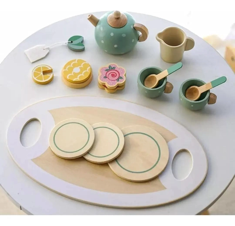 JUEGO DE TAZAS DE TE  DE MADERA PARA NIÑOS - 2