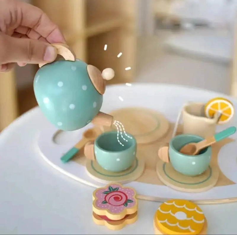 JUEGO DE TAZAS DE TE  DE MADERA PARA NIÑOS - 3
