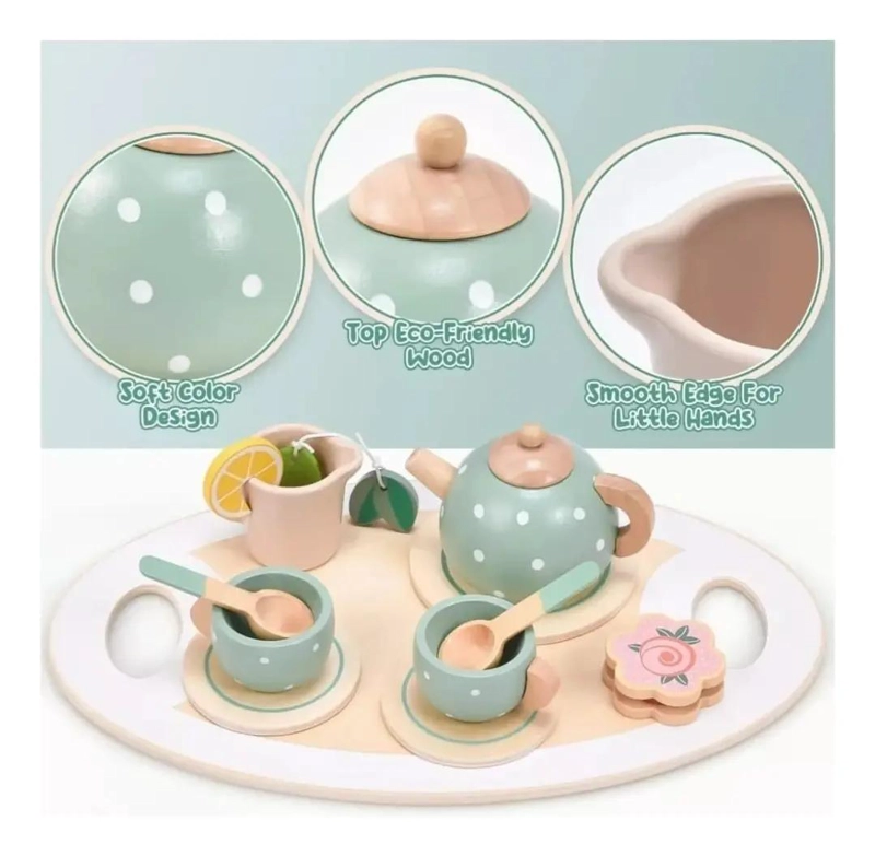 JUEGO DE TAZAS DE TE  DE MADERA PARA NIÑOS - 5