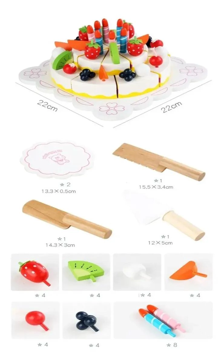 PASTEL DE CUMPLEAÑOS DE MADERA PARA NIÑOS - 3
