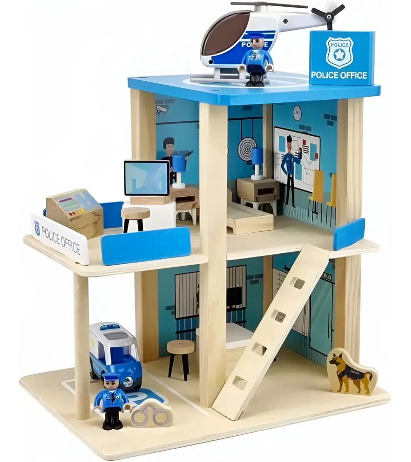ESTACION DE POLICIA DIDACTICA DE MADERA INTERACTIVA - 1