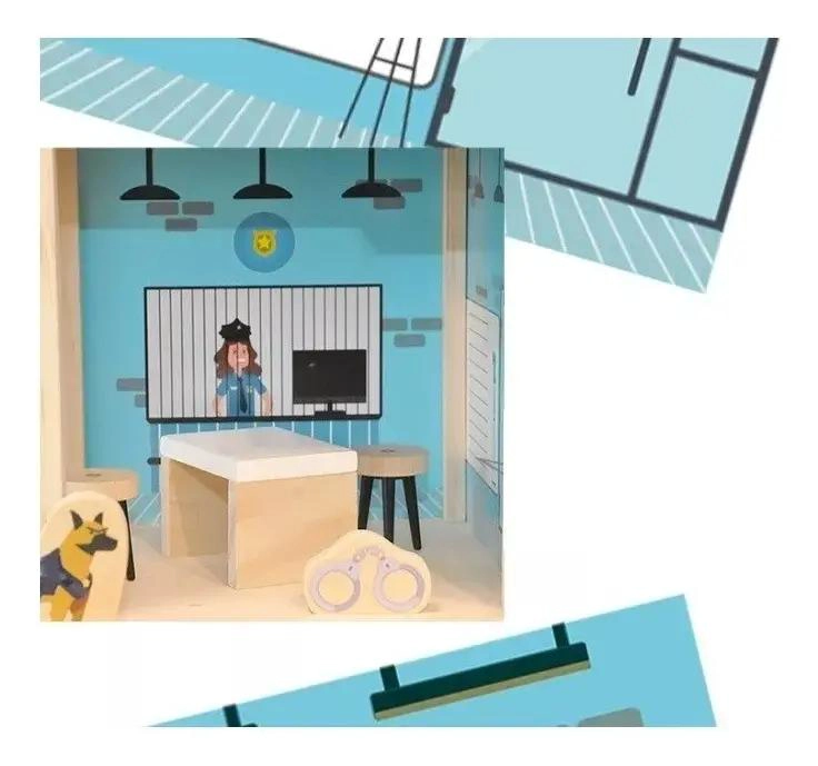 ESTACION DE POLICIA DIDACTICA DE MADERA INTERACTIVA - 3
