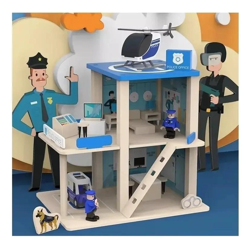 ESTACION DE POLICIA DIDACTICA DE MADERA INTERACTIVA - 5