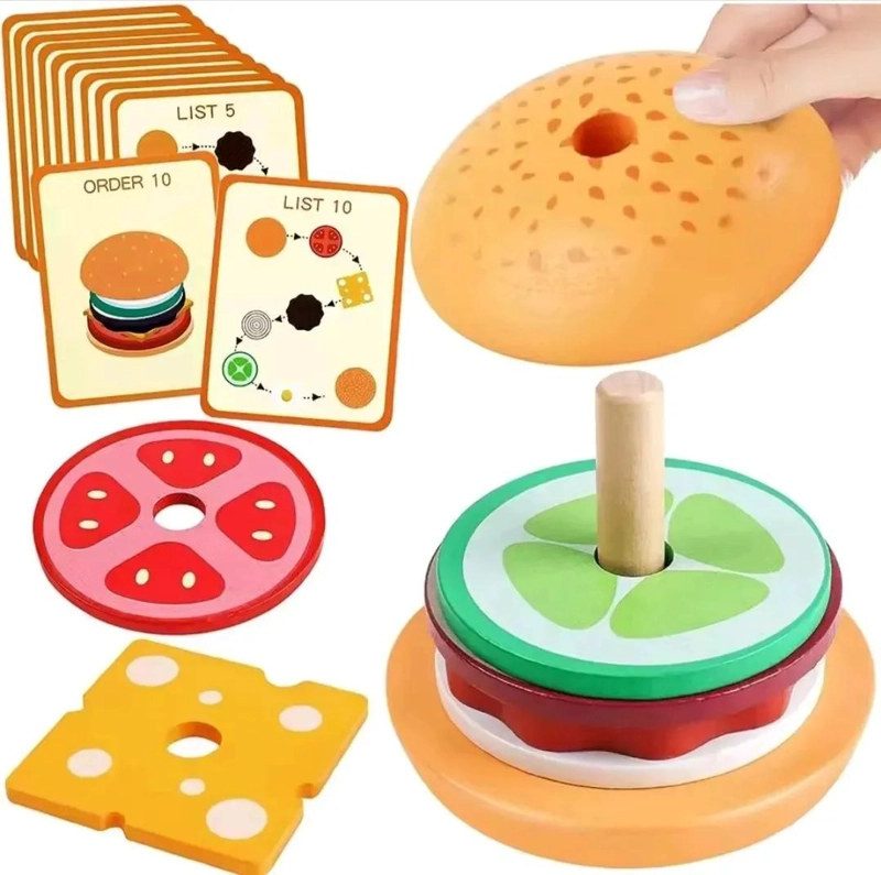 JUGUETE DIDACTICO MONTESSORI HAMBURGUESAS APILABLES DE M  - 4