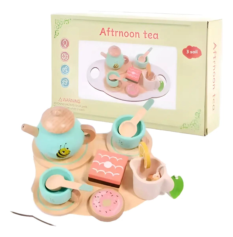 SET DE TE  DE MADERA CON BANDEJA PARA NIÑOS - 1