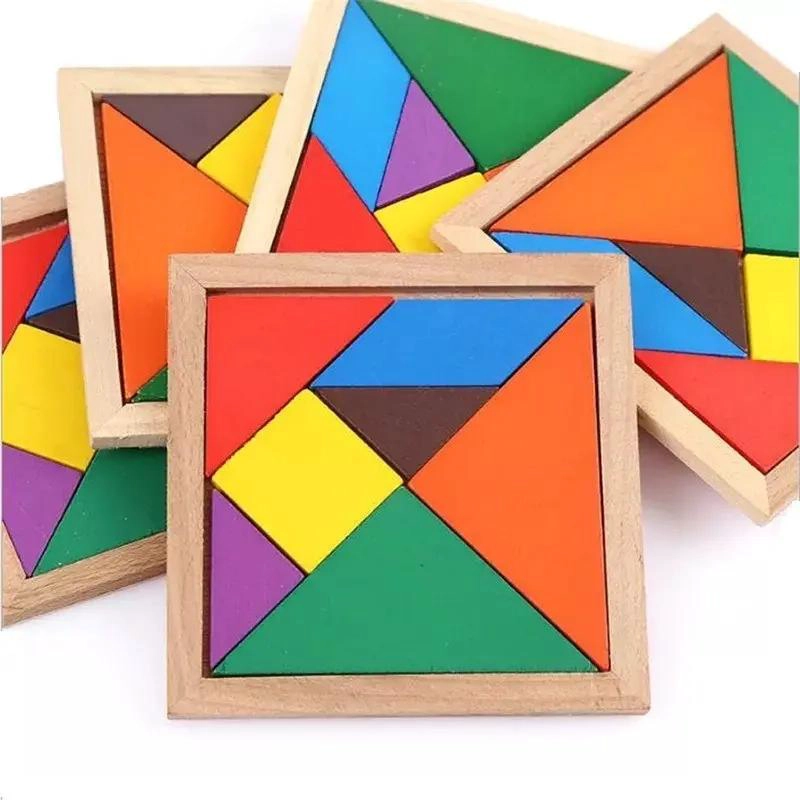 PUZZLE TANGRAM DE MADERA PARA NIÑOS 5 PIEZAS - 1