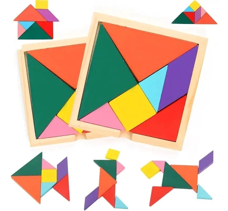 PUZZLE TANGRAM DE MADERA PARA NIÑOS 5 PIEZAS - 2
