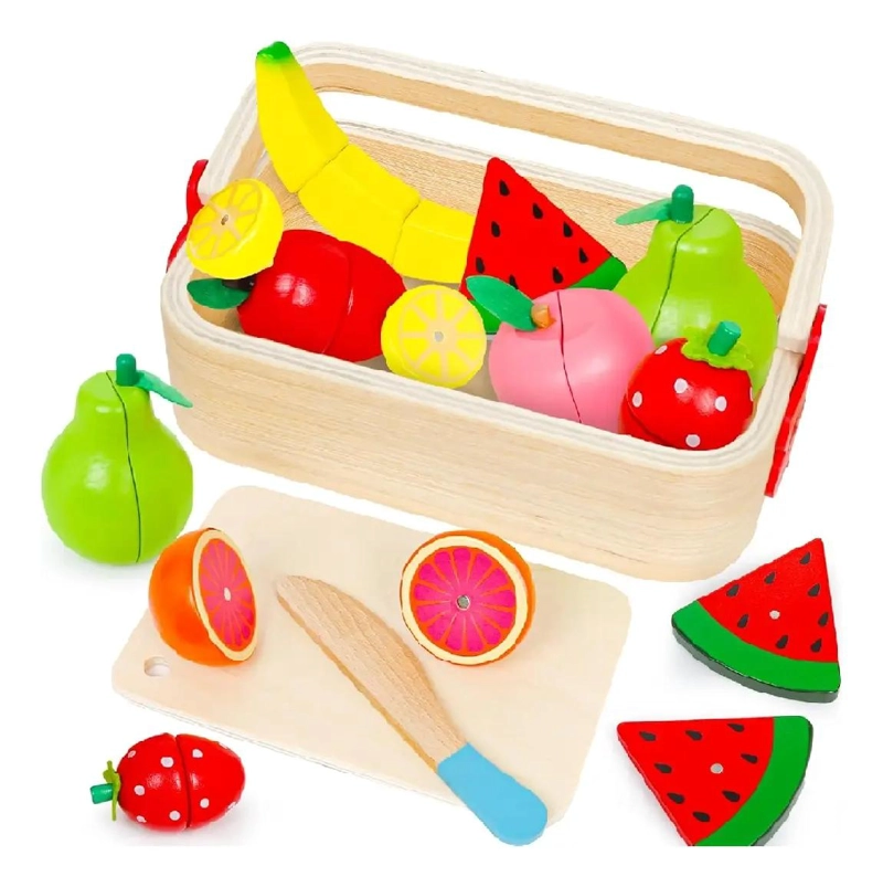 CANASTA DE FRUTAS DE MADERA DIDACTICA CON IMAN - 1