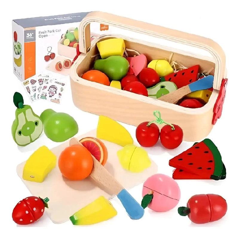 CANASTA DE FRUTAS DE MADERA DIDACTICA CON IMAN - 2