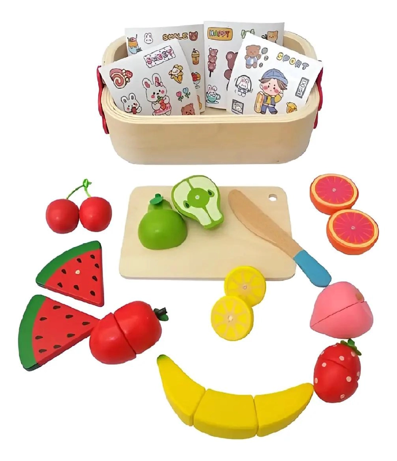 CANASTA DE FRUTAS DE MADERA DIDACTICA CON IMAN - 3